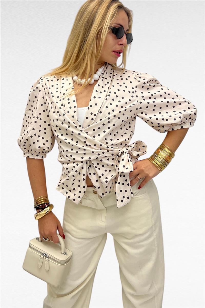 blusa con nodo frontale polka dot